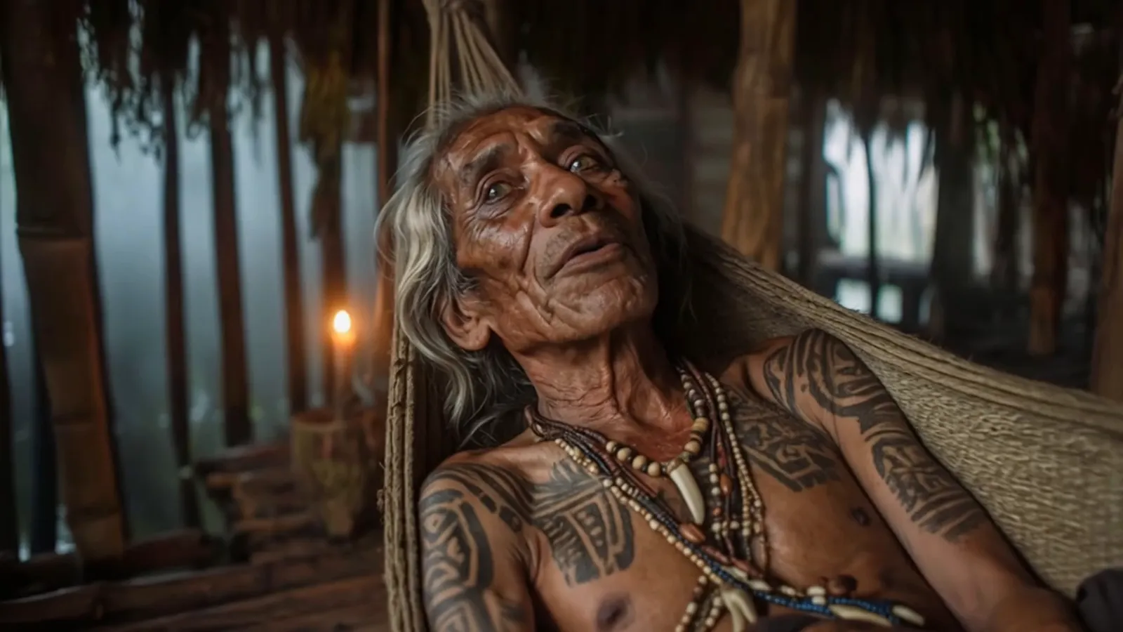 Grandfather Yawá, ill in his hammock